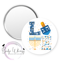 Love - Happy Hanukkah - Pin, Magnet or Badge Holder