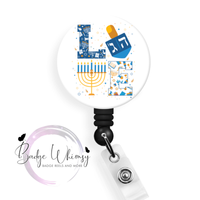 Love - Happy Hanukkah - Pin, Magnet or Badge Holder