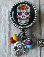 Beautiful Sugar Skull - Fancy Retractable Badge Holder