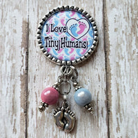 I Love Tiny Humans - Nurse - OB/GYN - Fancy Retractable Badge Holder