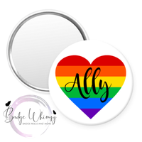 Rainbow Heart Ally - Pin, Magnet or Badge Holder