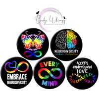 Neurodiversity Themed/Autistic - Set of 5  - Choose Magnets or Pins