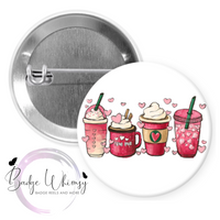 Coffee Cups - Valentine - Pin, Magnet or Badge Holder