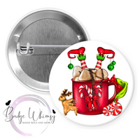 Elf in Mug of Cocoa - Christmas - Pin, Magnet or Badge Holder