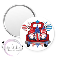 4th of July - Gnomes in Truck - Pin, Magnet or Badge Holder