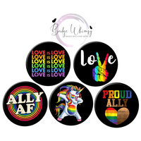 Pride - Ally - Love - Themed - Set of 5  - Choose Magnets or Pins