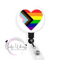 Inclusive Progress Heart Flag - Pride Month - Pin, Magnet or Badge Holder