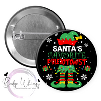 Santa's Favorite Phlebotomist - Pin, Magnet or Badge Holder
