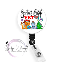 Santa's Favorite Vet - 1.5 Inch Button - Pin, Magnet or Badge Holder