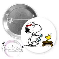 Cartoon Doctor & Patient - Pin, Magnet or Badge Holder