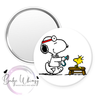 Cartoon Doctor & Patient - Pin, Magnet or Badge Holder