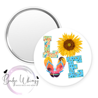 Love - Sunflower and Flip Flops - Pin, Magnet or Badge Holder