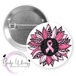 Breast Cancer Awareness - Flower - Pin, Magnet or Badge Holder