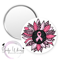 Breast Cancer Awareness - Flower - Pin, Magnet or Badge Holder