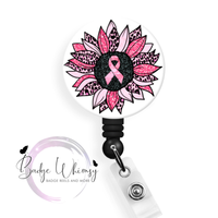 Breast Cancer Awareness - Flower - Pin, Magnet or Badge Holder