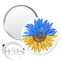 Ukraine Sunflower in Flag Colors - Pin, Magnet or Badge Holder