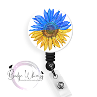 Ukraine Sunflower in Flag Colors - Pin, Magnet or Badge Holder
