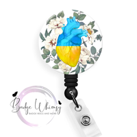 Ukraine Beautiful Heart Anatomy in Blue & Yellow - Pin, Magnet or Badge Holder