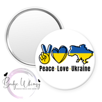 Peace Love Ukraine - Pin, Magnet or Badge Holder