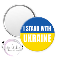 I Stand with Ukraine Flag - Pin, Magnet or Badge Holder