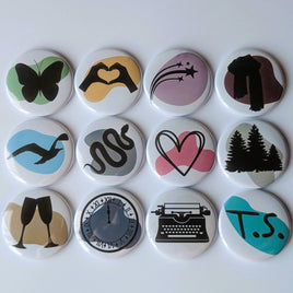 Taylor Inspired Eras Symbols - 1.5 Inch Buttons - Set of 12 Magnets or Pins