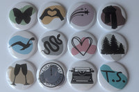 Taylor Inspired Eras Symbols - 1.5 Inch Buttons - Set of 12 Magnets or Pins