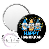 Happy Hanukkah - Cute Gnomes - Pin, Magnet or Badge Holder
