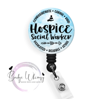 Hospice Social Worker - 2 Color Options - Blue or Rainbow - Pin, Magnet or Badge Holder (Copy)