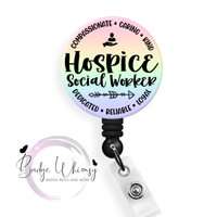 Hospice Social Worker - 2 Color Options - Blue or Rainbow - Pin, Magnet or Badge Holder (Copy)