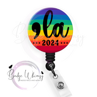 Vote Comma-La - 2 Color Options - Blue or Rainbow - Pin, Magnet or Badge Holder