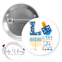 Love - Happy Hanukkah - Pin, Magnet or Badge Holder