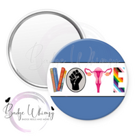 Vote - Women's Rights - Blue - Pin, Magnet or Badge Holder