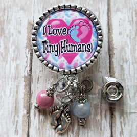 I Love Tiny Humans - Nurse - OB/GYN - Fancy Retractable Badge Holder