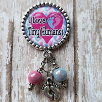 I Love Tiny Humans - Nurse - OB/GYN - Fancy Retractable Badge Holder