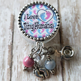 I Love Tiny Humans - Nurse - OB/GYN - Fancy Retractable Badge Holder