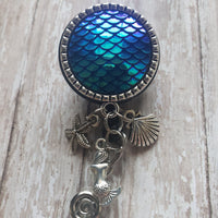 Mermaid Scales- Blue Hue  - Fancy Retractable Badge Holder