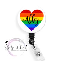 Rainbow Heart Ally - Pin, Magnet or Badge Holder