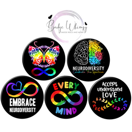 Neurodiversity Themed/Autistic - Set of 5  - Choose Magnets or Pins
