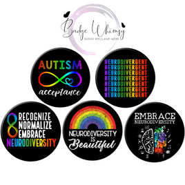 Autistic/Neurodiversity - Set of 5 - Choose Magnets or Pins