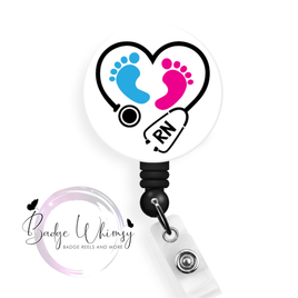 Cute Baby Feet - Nurse - RN - Pin, Magnet or Badge Holder