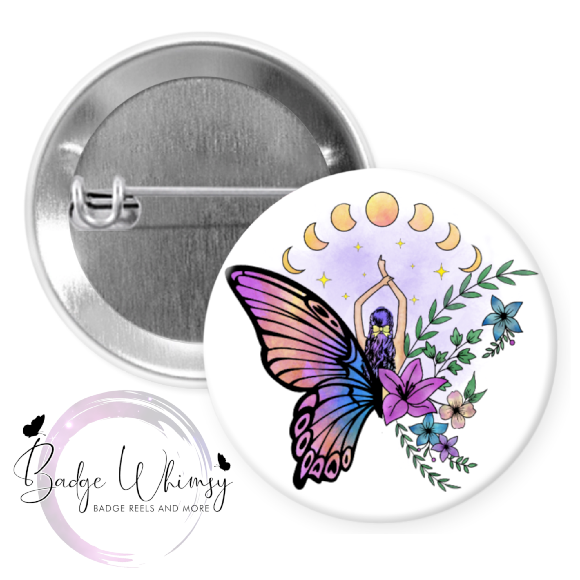 Butterfly Moon Goddess - Pin, Magnet or Badge Holder
