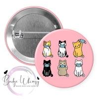 Cats in Masks - 2 Colors to Choose From - Pin, Magnet or Badge Holder