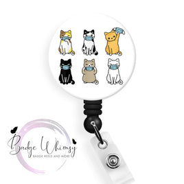 Cats in Masks - 2 Colors to Choose From - Pin, Magnet or Badge Holder