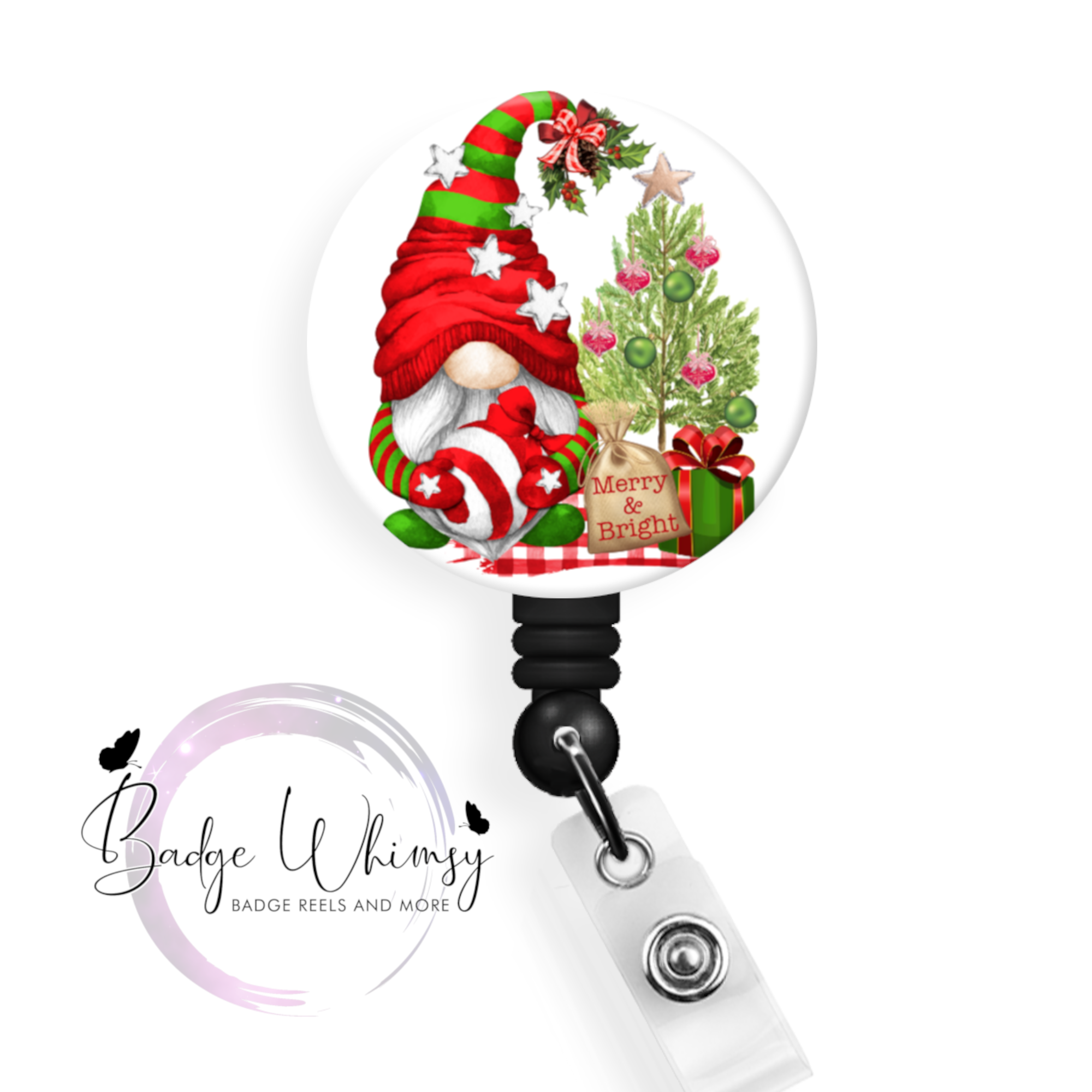  Cute Holiday Badge Reel Holder Gnomes Retractable