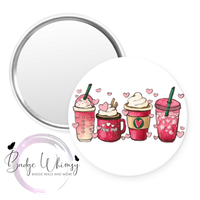 Coffee Cups - Valentine - Pin, Magnet or Badge Holder