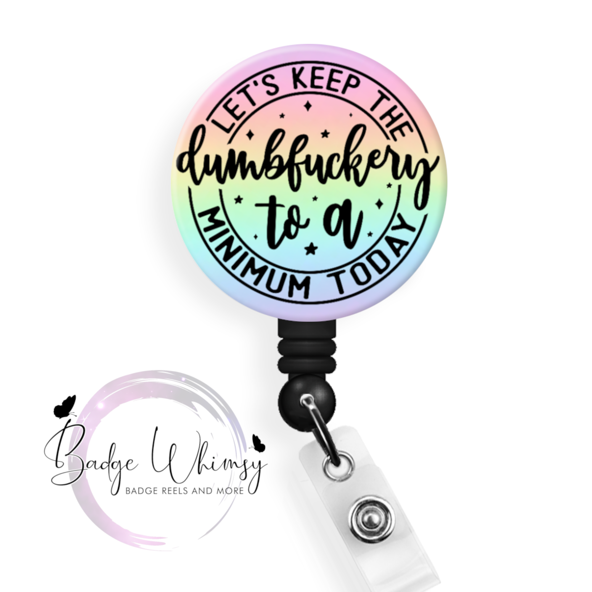 Dumbfuckery Badge Reel Retractable Badge Holder, Funny