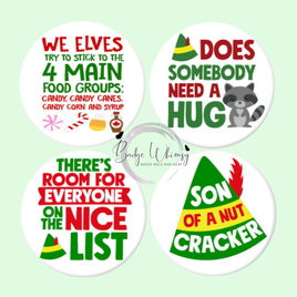 Elf Inspired Christmas - Set of 4 - Choose Magnets or Pins