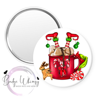 Elf in Mug of Cocoa - Christmas - Pin, Magnet or Badge Holder
