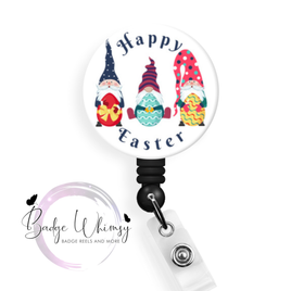 Happy Easter - Gnomes -  Pin, Magnet or Badge Holder