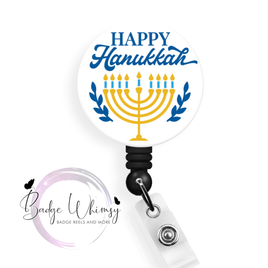 Happy Hanukkah - Pin, Magnet or Badge Holder